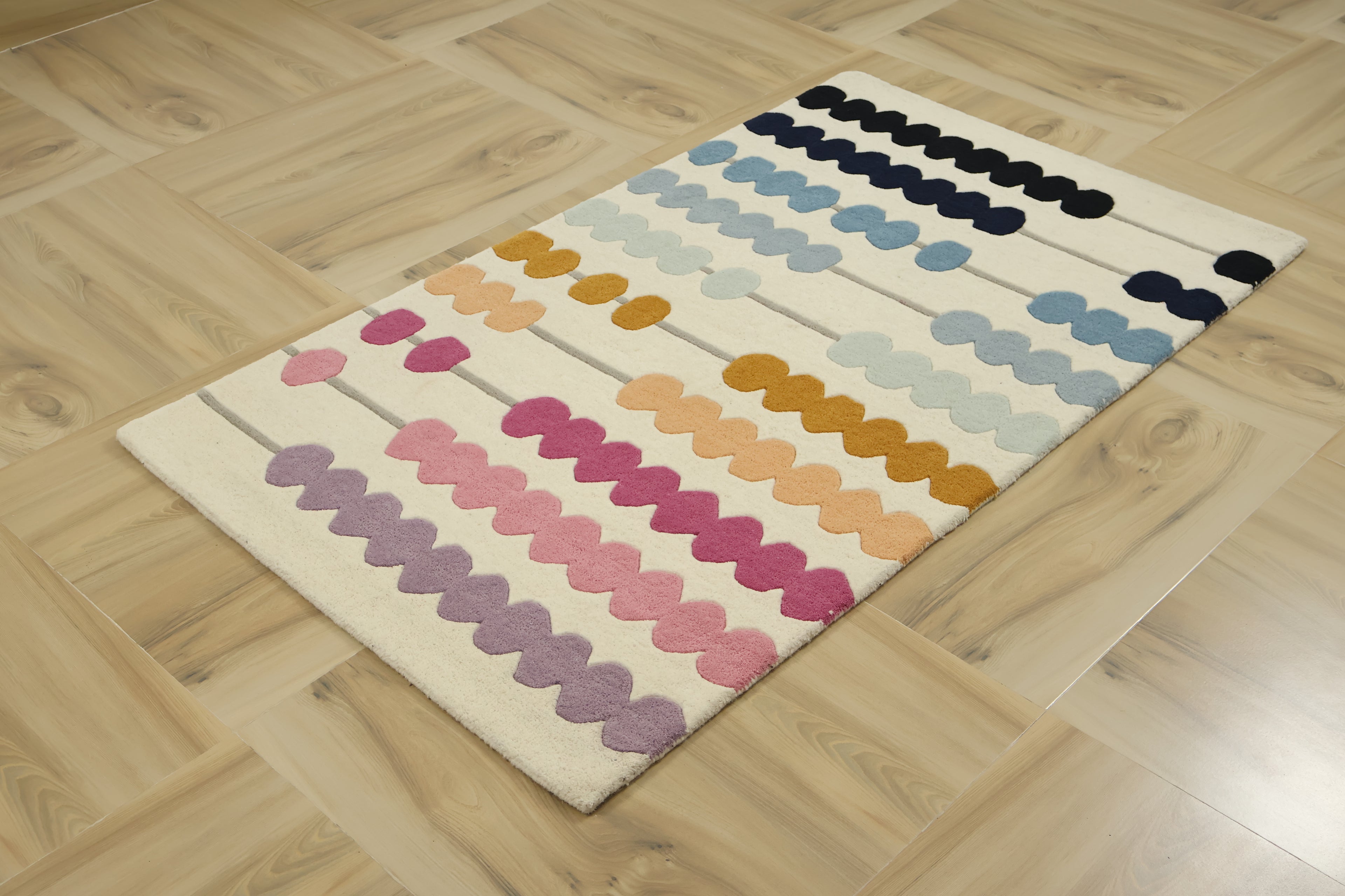 Math Abacus Kids Hand Tufted Wool Rug Beige