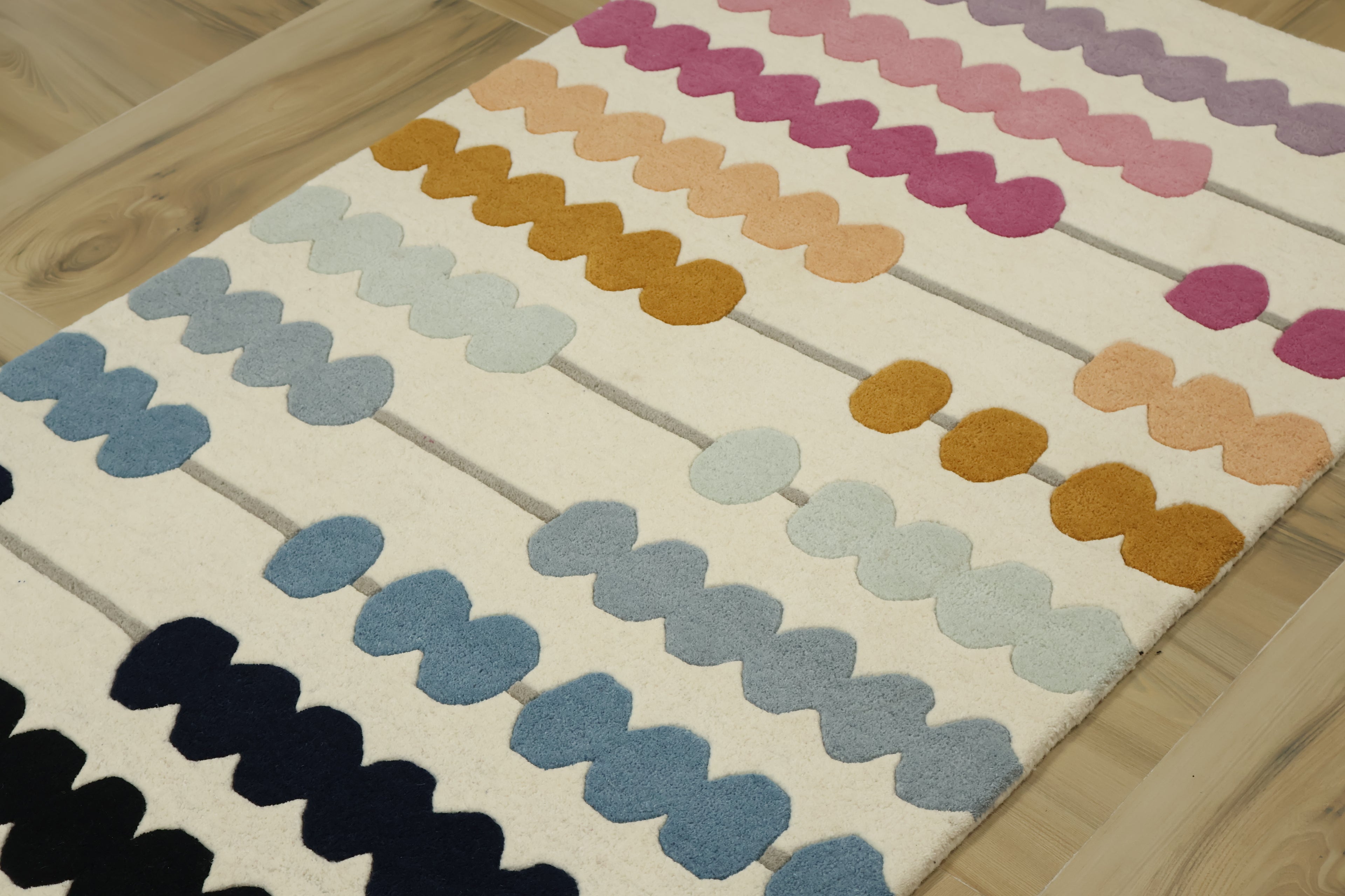 Math Abacus Kids Hand Tufted Wool Rug Beige