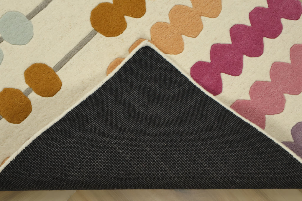 Math Abacus Kids Hand Tufted Wool Rug Beige