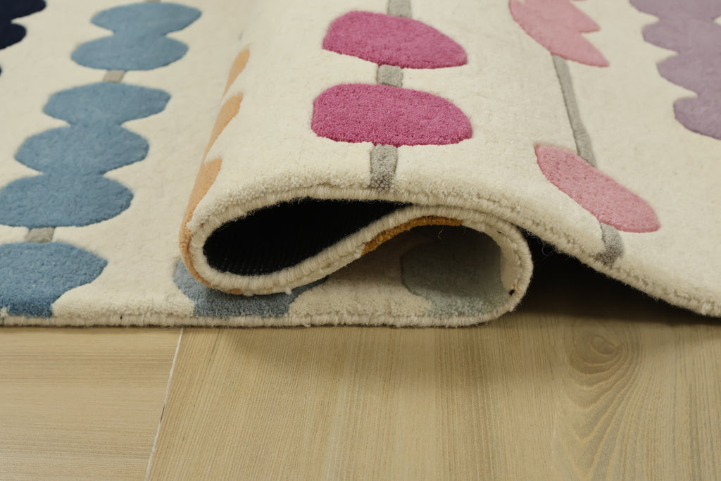 Math Abacus Kids Hand Tufted Wool Rug Beige