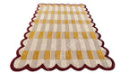 Matilda Plaid Scalloped Hand Tufted Wool Rug Sand Beige