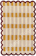 Matilda Plaid Scalloped Hand Tufted Wool Rug Sand Beige