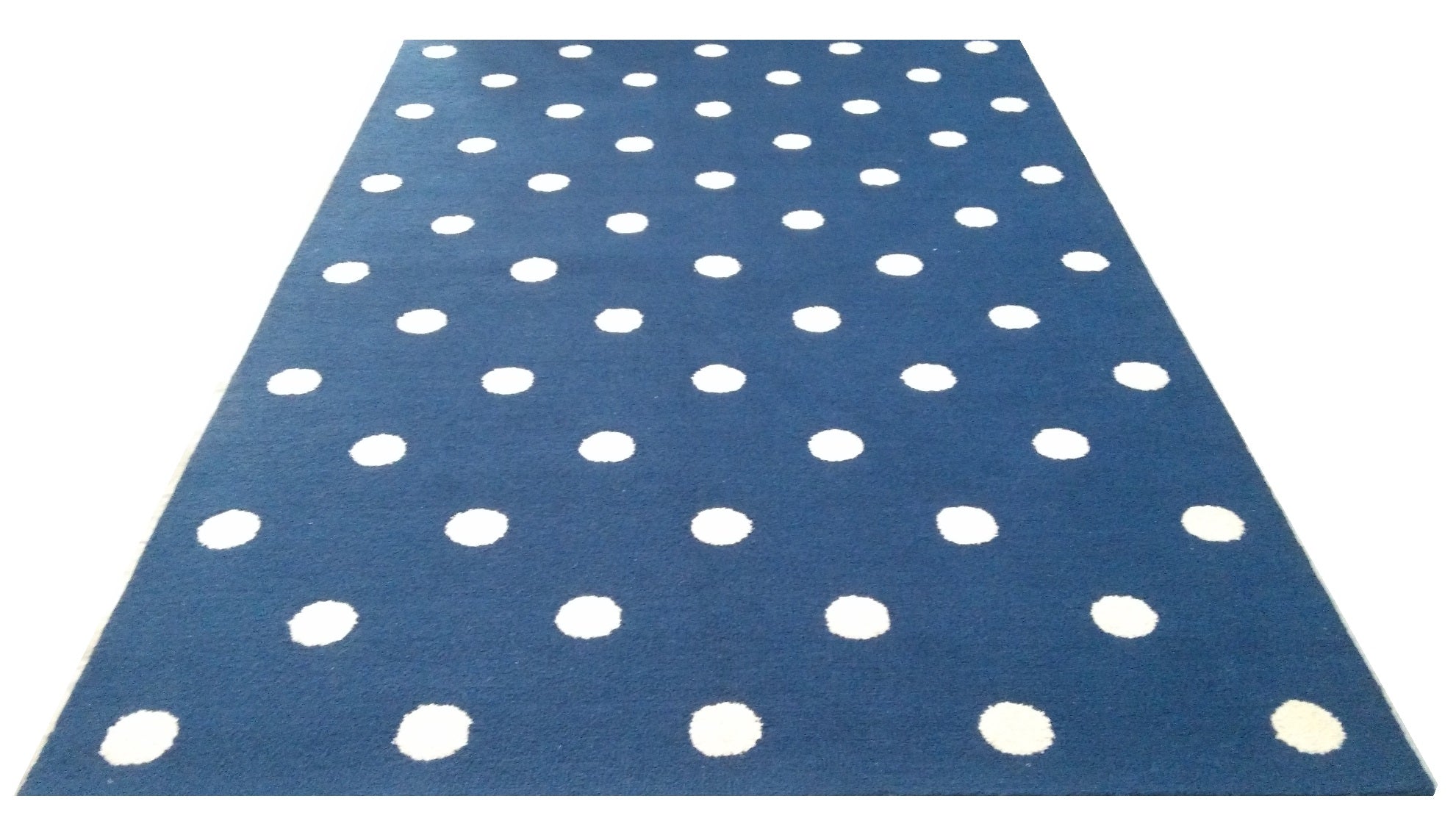 Metro High Traffic Hand Loop Polka Dot Wool Rug Navy