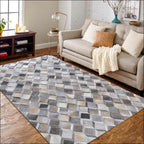 Moroccan Leather Hide Rug Grey Multicolor