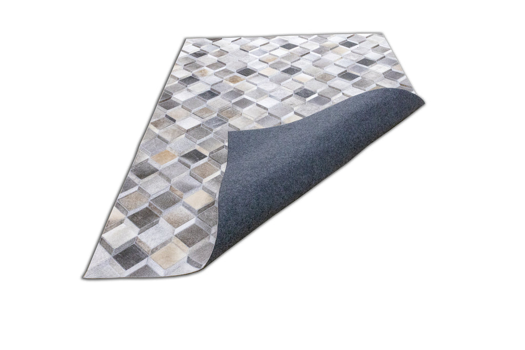 Moroccan Leather Hide Rug Grey Multicolor