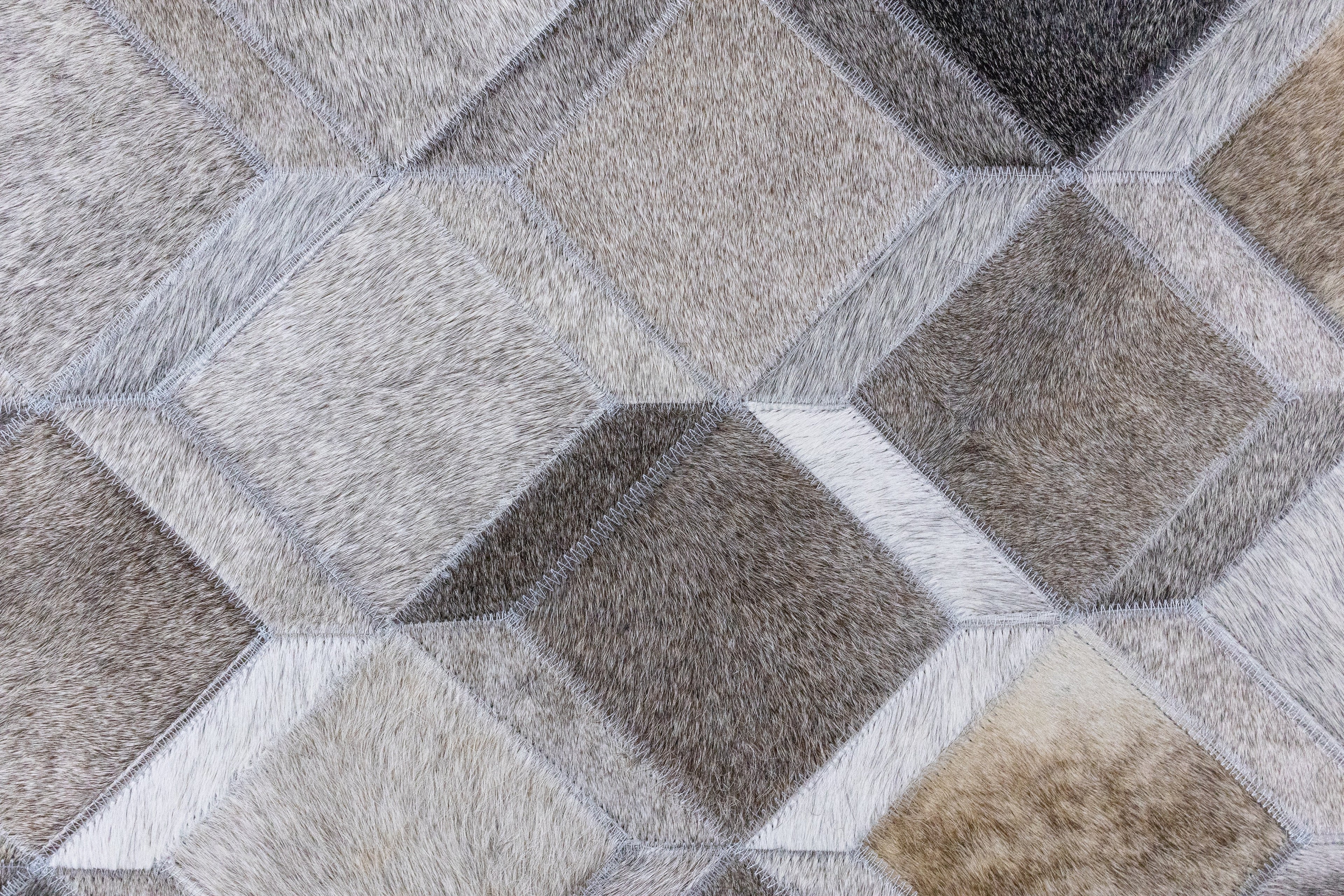 Moroccan Leather Hide Rug Grey Multicolor