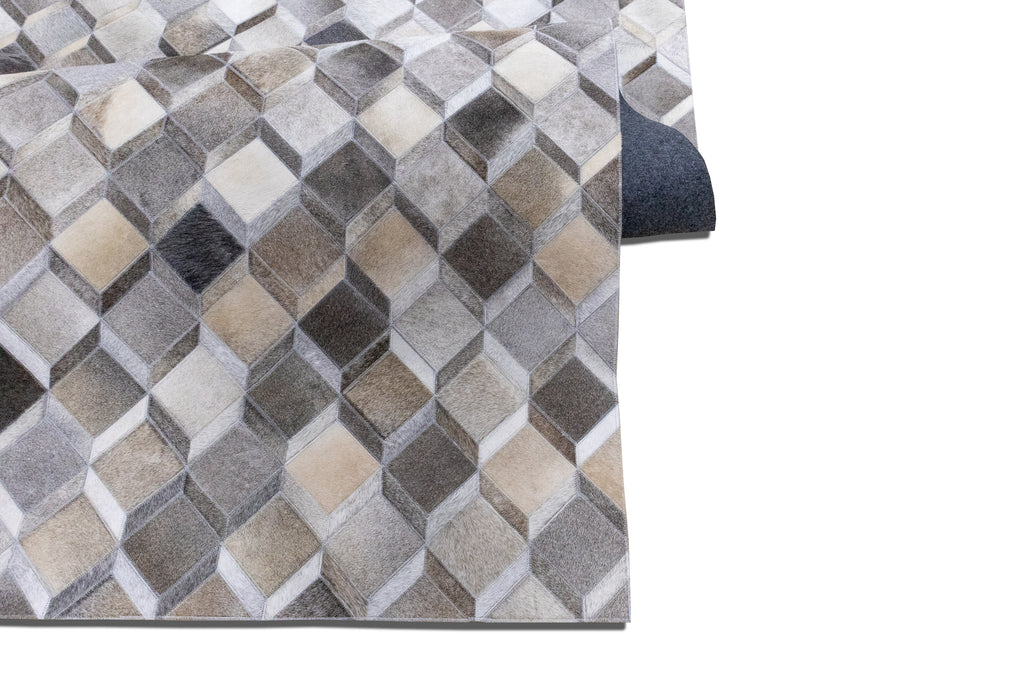 Moroccan Leather Hide Rug Grey Multicolor