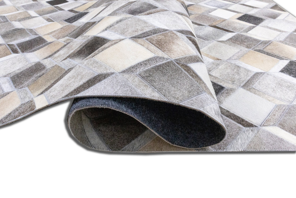 Moroccan Leather Hide Rug Grey Multicolor