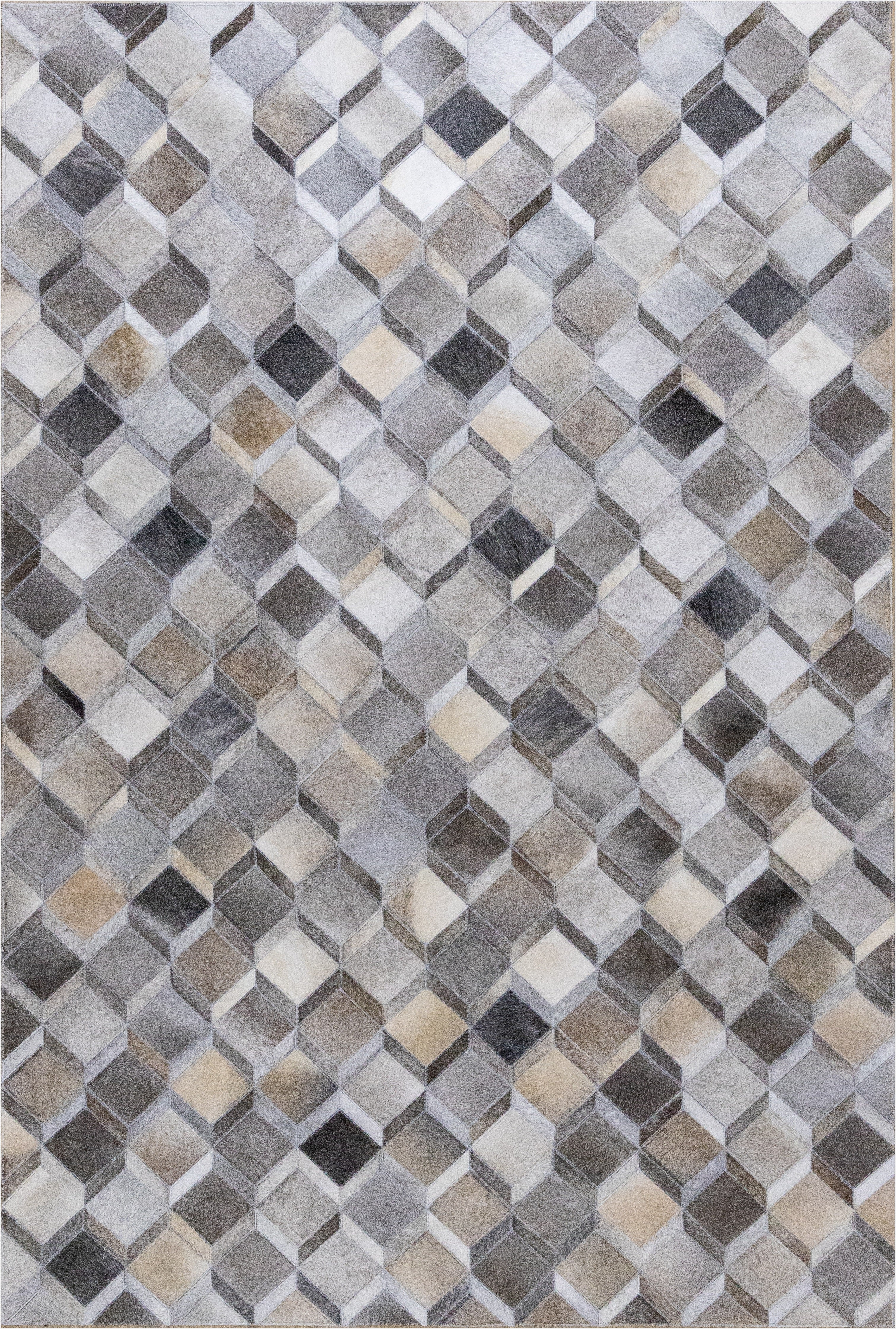Moroccan Leather Hide Rug Grey Multicolor