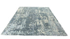 Mystic Abstract Hand Knotted Wool Silk Rug Blue