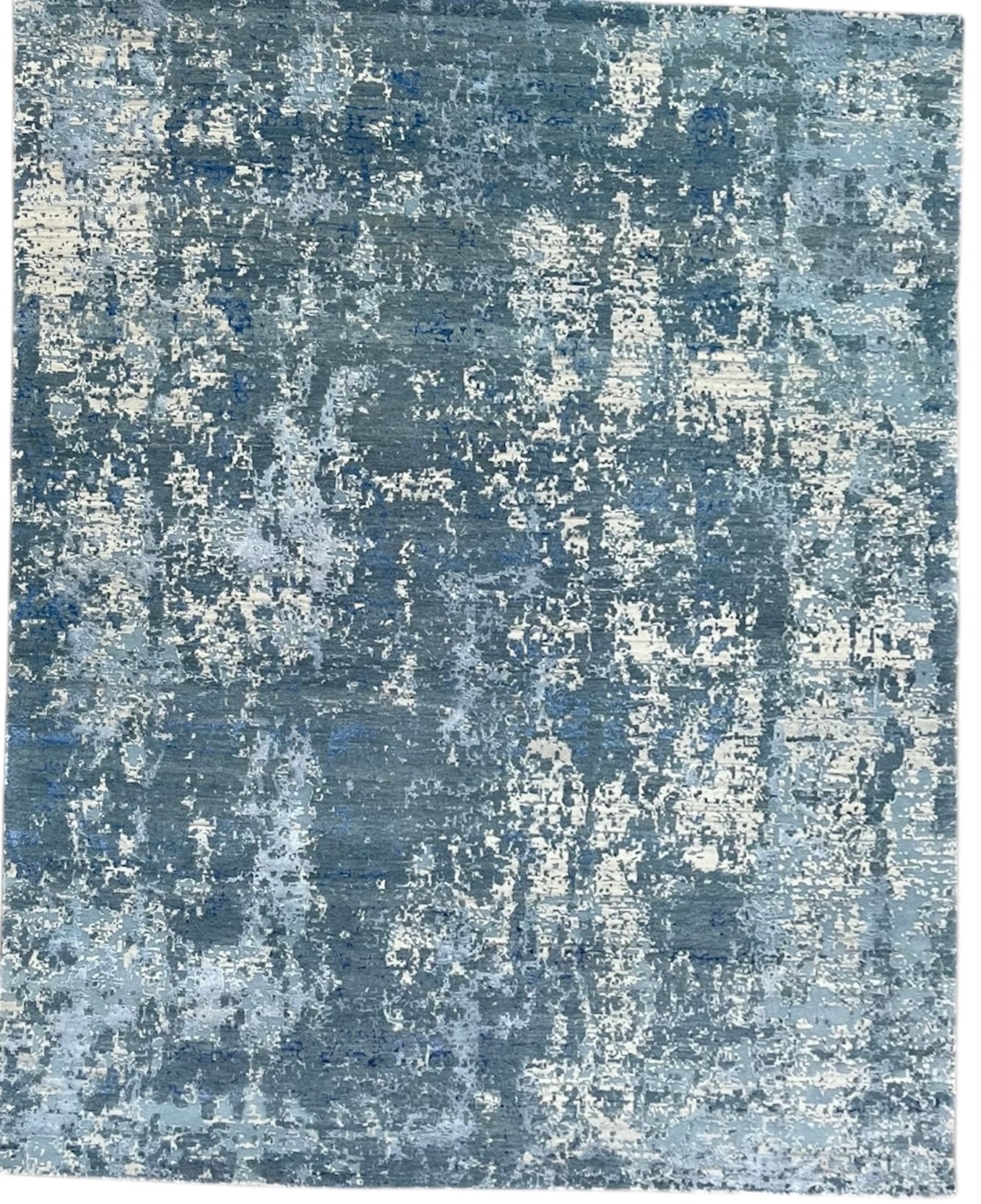 Mystic Abstract Hand Knotted Wool Silk Rug Blue