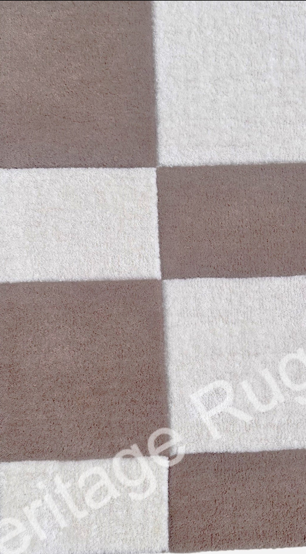 Nordic Abstract Checkered Hand Tufted Wool Rug Brown