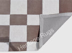 Nordic Abstract Checkered Hand Tufted Wool Rug Brown
