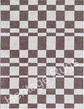Nordic Abstract Checkered Hand Tufted Wool Rug Brown