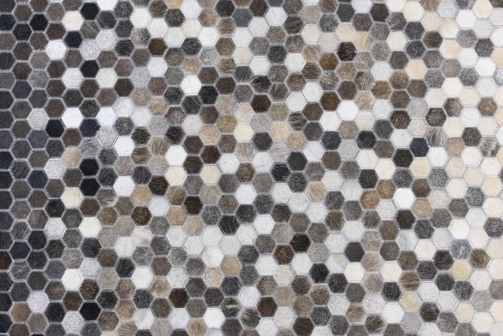 Ombre Leather Hide Rug Black to Beige