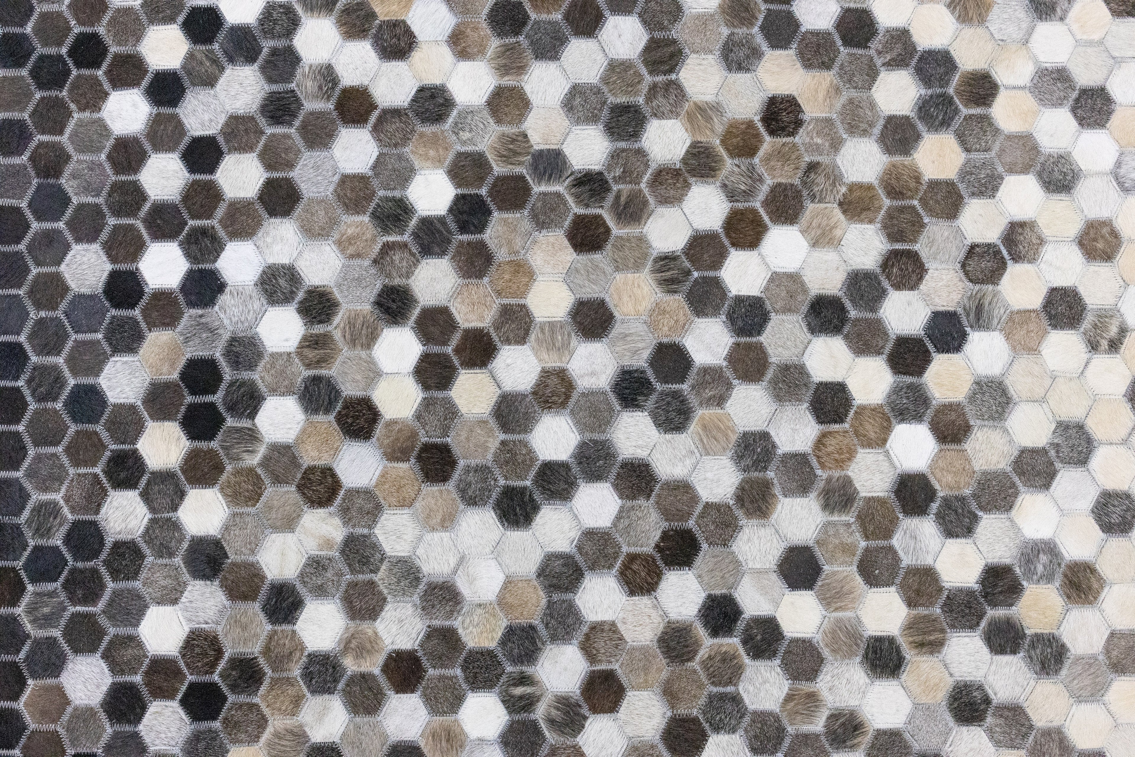 Ombre Leather Hide Rug Black to Beige