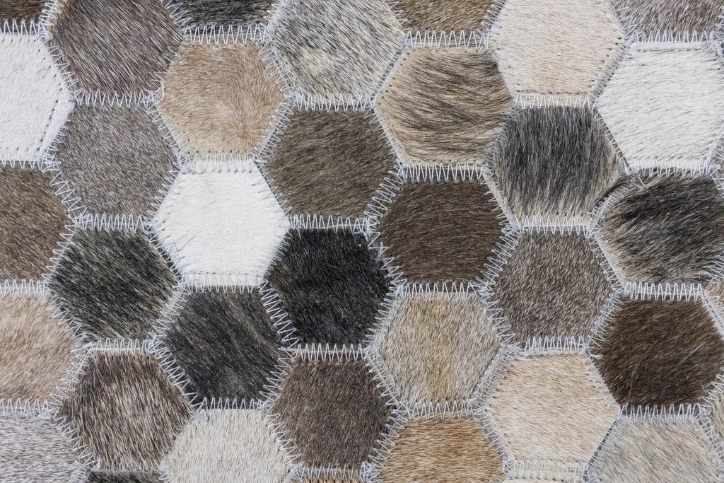 Ombre Leather Hide Rug Black to Beige