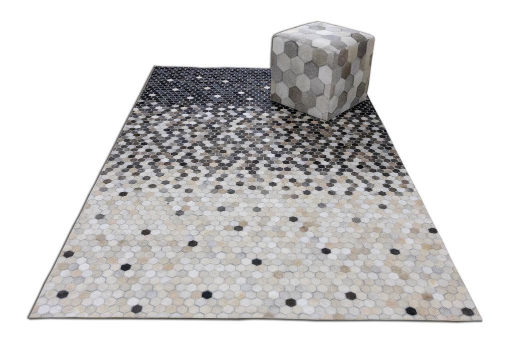 Ombre Leather Hide Rug Black to Beige