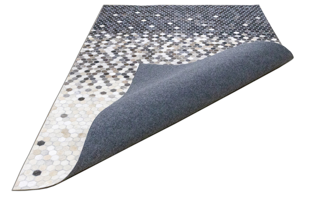 Ombre Leather Hide Rug Black to Beige