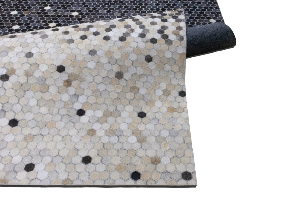 Ombre Leather Hide Rug Black to Beige
