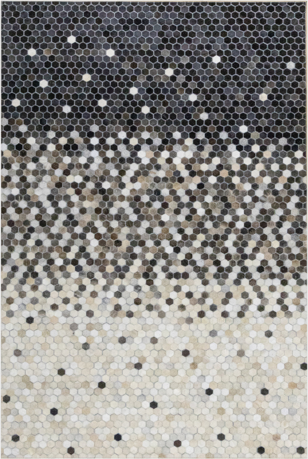 Ombre Leather Hide Rug Black to Beige