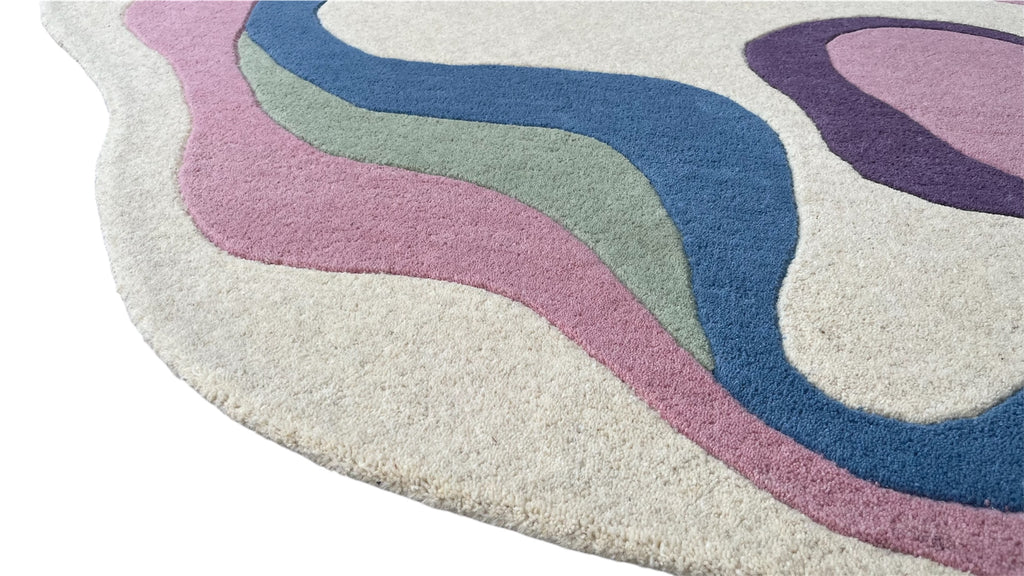 Pastel Irregular Hand Tufted Wool Rug Multicolor