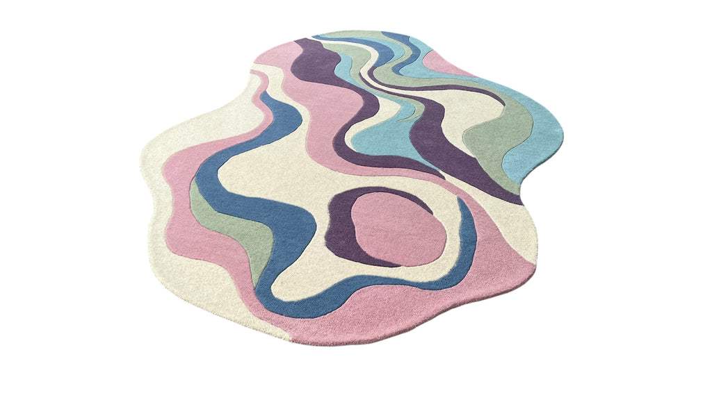 Pastel Irregular Hand Tufted Wool Rug Multicolor