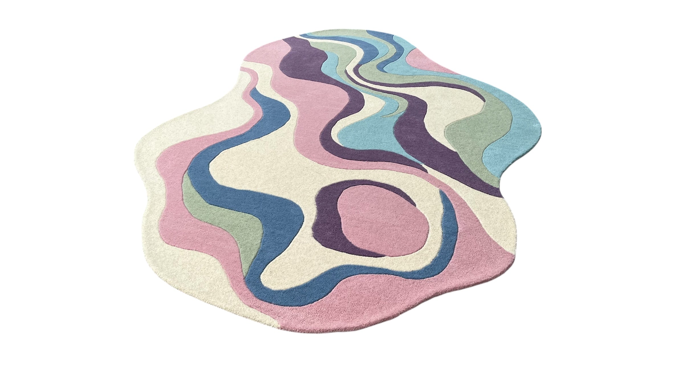 Pastel Irregular Hand Tufted Wool Rug Multicolor