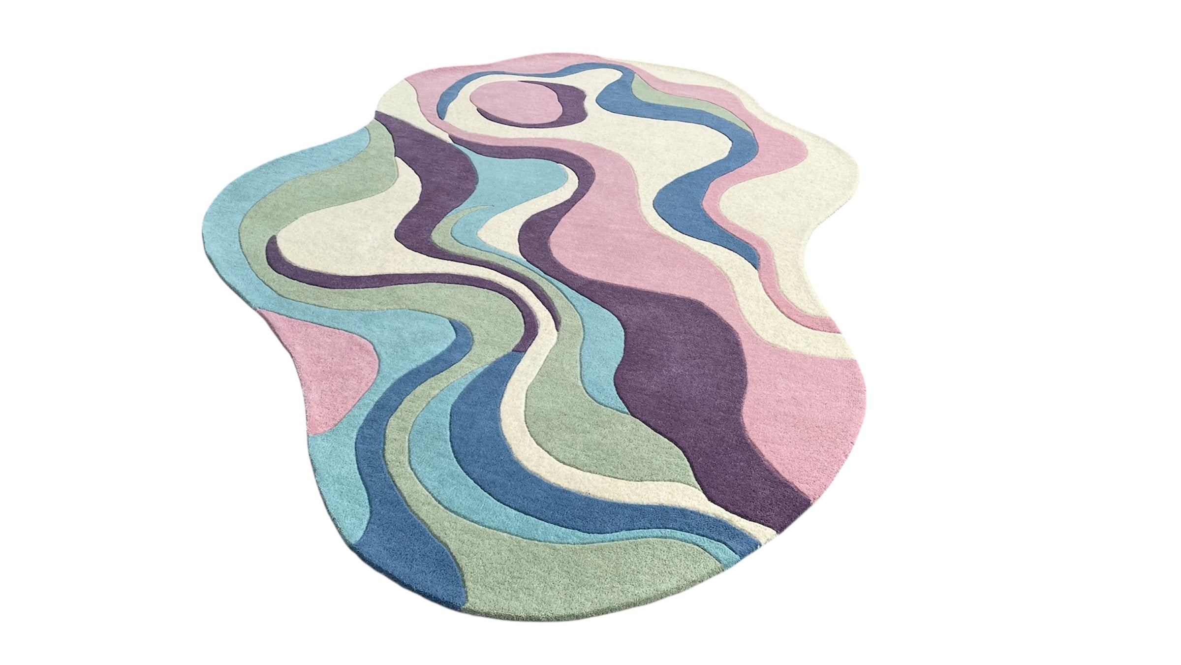 Pastel Irregular Hand Tufted Wool Rug Multicolor