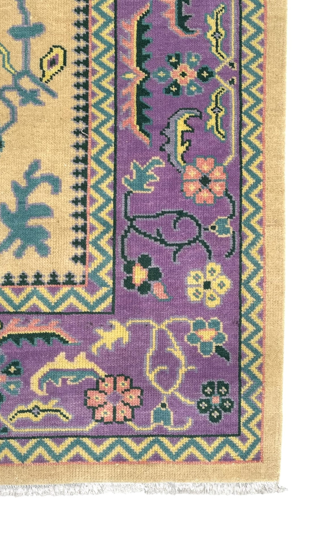 Pinank Oriental Traditional Hand Knotted Wool Rug Butter Yellow
