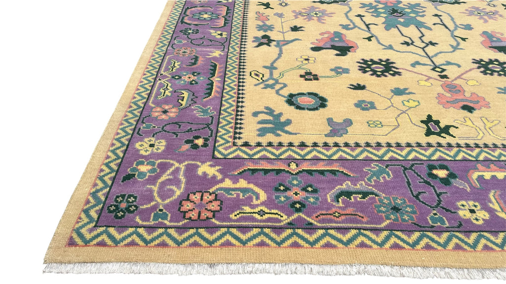 Pinank Oriental Traditional Hand Knotted Wool Rug Butter Yellow