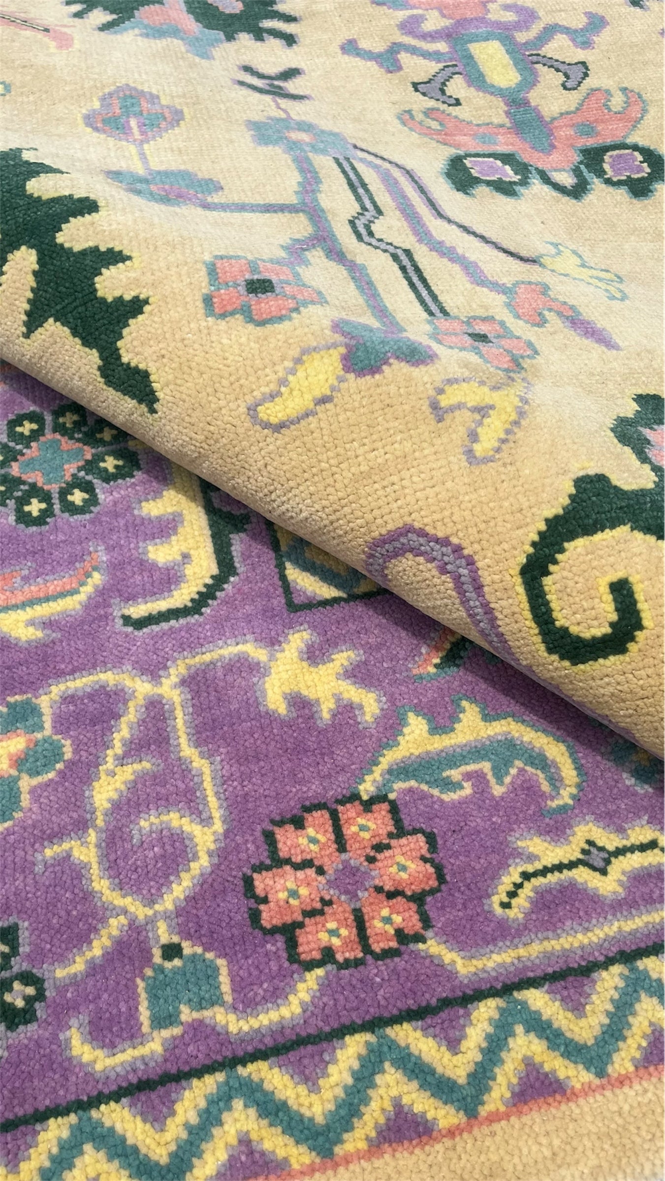 Pinank Oriental Traditional Hand Knotted Wool Rug Butter Yellow