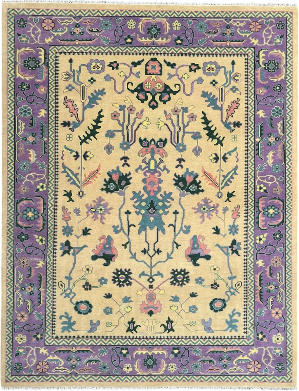 Pinank Oriental Traditional Hand Knotted Wool Rug Butter Yellow