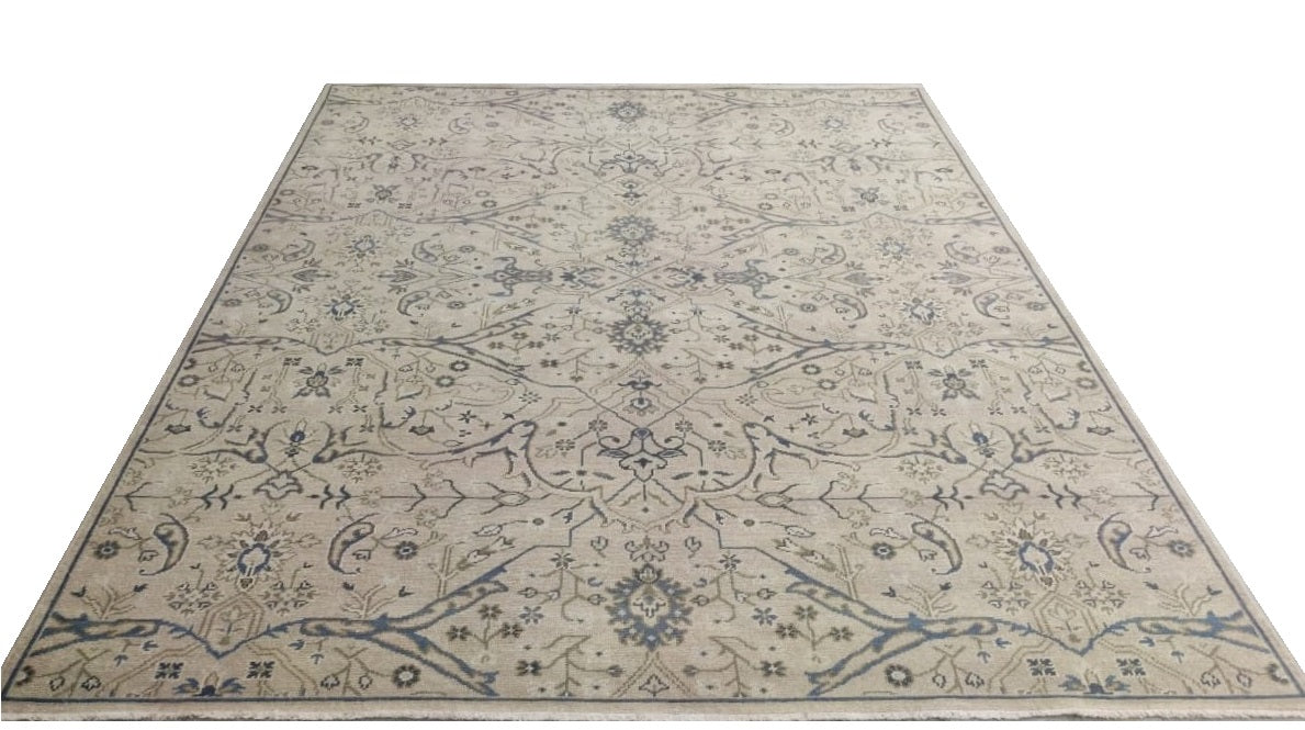 Ranthambore Allover Hand Knotted Wool Rug Beige