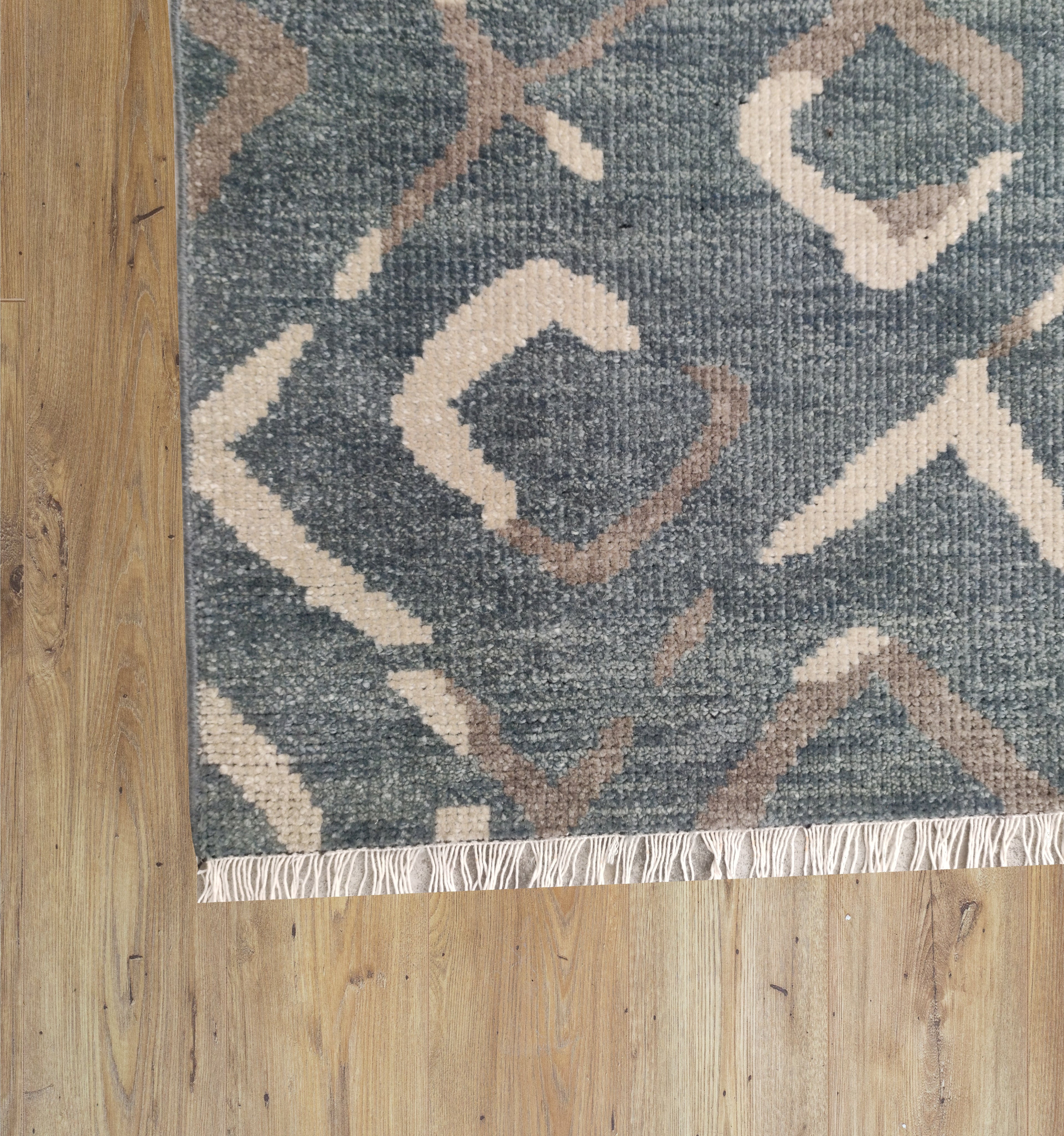 Retouched Abstract Hand Knotted Wool Rug Charcoal Grey