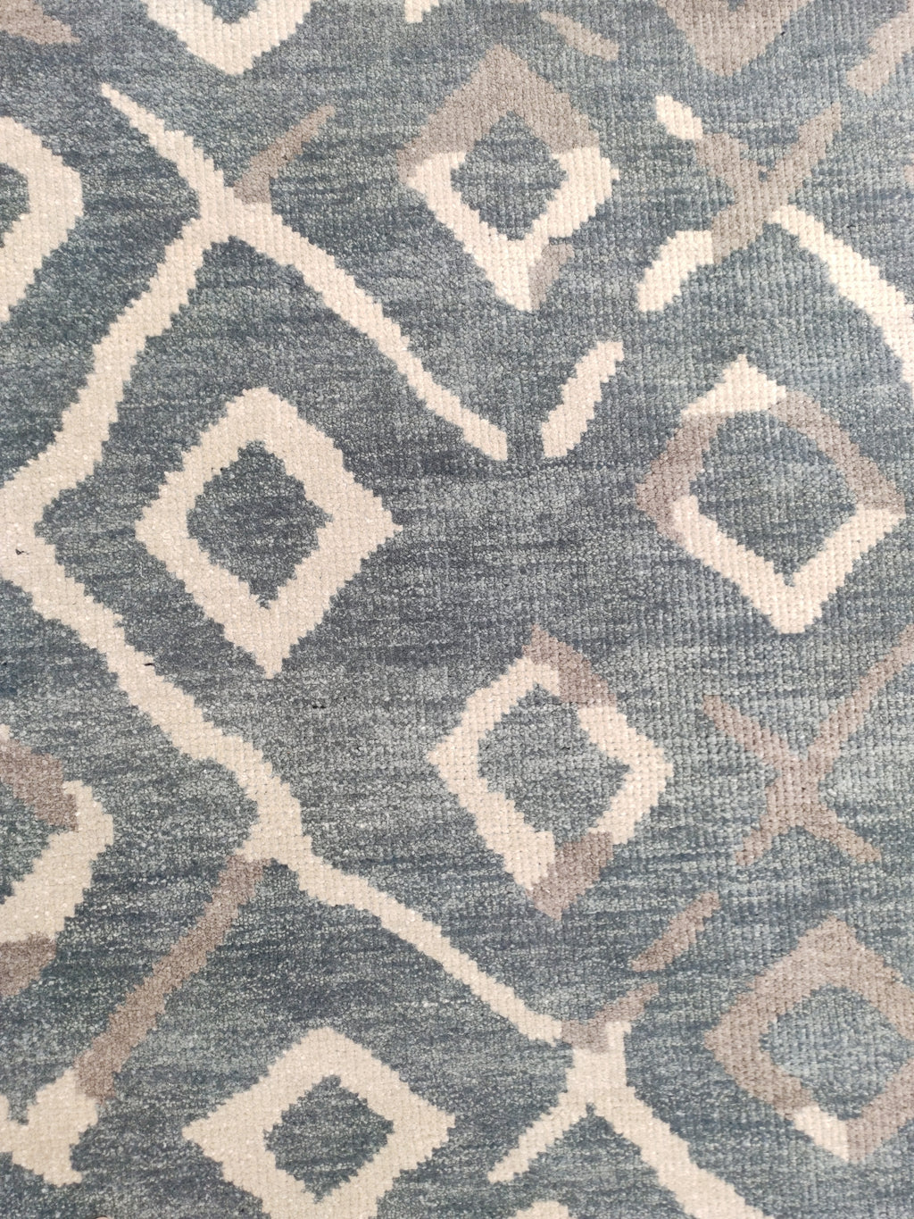 Retouched Abstract Hand Knotted Wool Rug Charcoal Grey