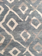 Retouched Abstract Hand Knotted Wool Rug Charcoal Grey