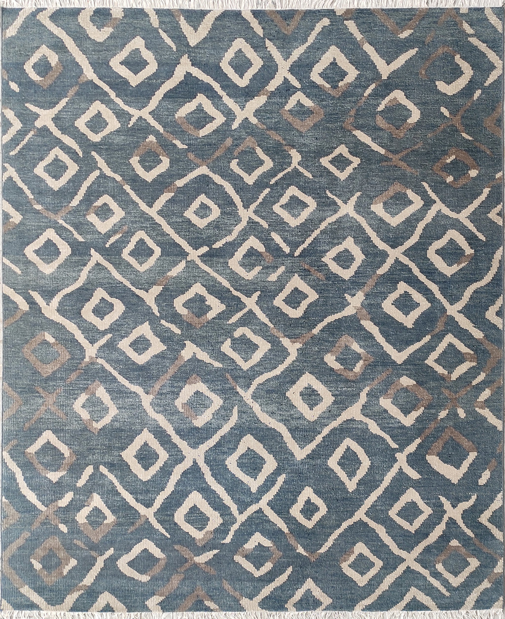 Retouched Abstract Hand Knotted Wool Rug Charcoal Grey