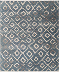 Retouched Abstract Hand Knotted Wool Rug Charcoal Grey