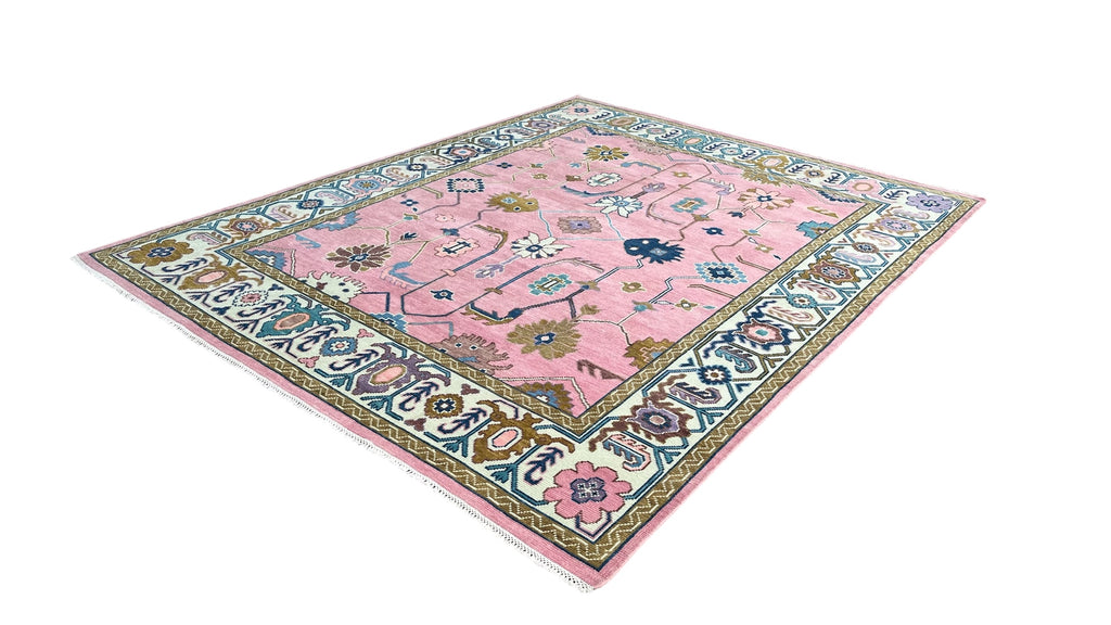 Rogo Traditional Oushak Hand Knotted Wool Rug Pink