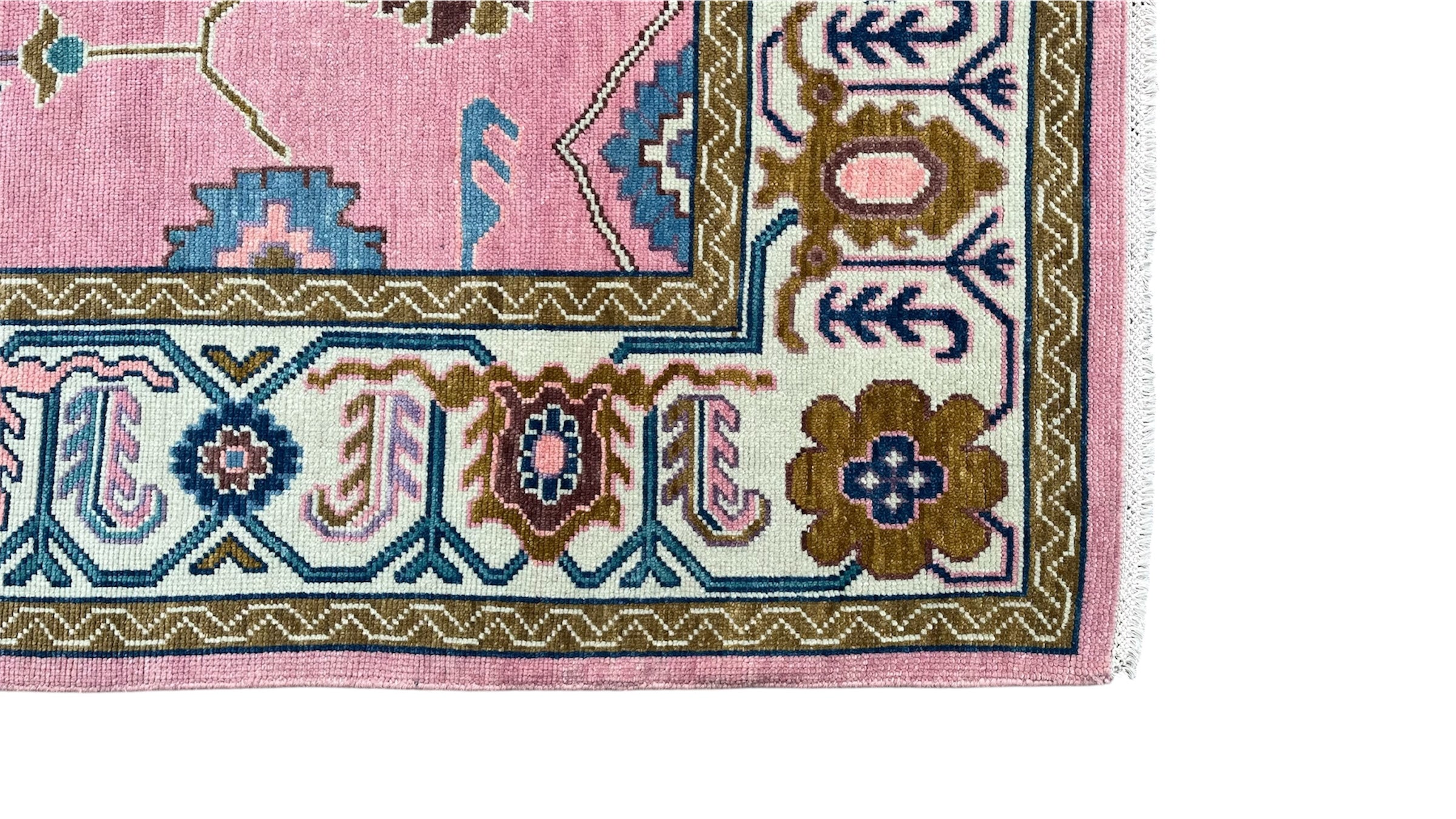 Rogo Traditional Oushak Hand Knotted Wool Rug Pink