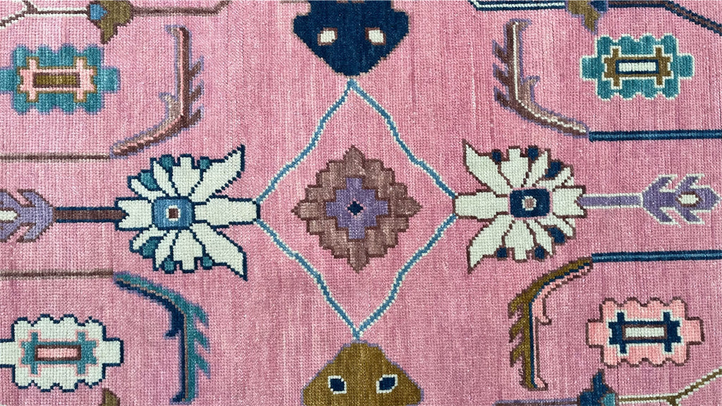 Rogo Traditional Oushak Hand Knotted Wool Rug Pink