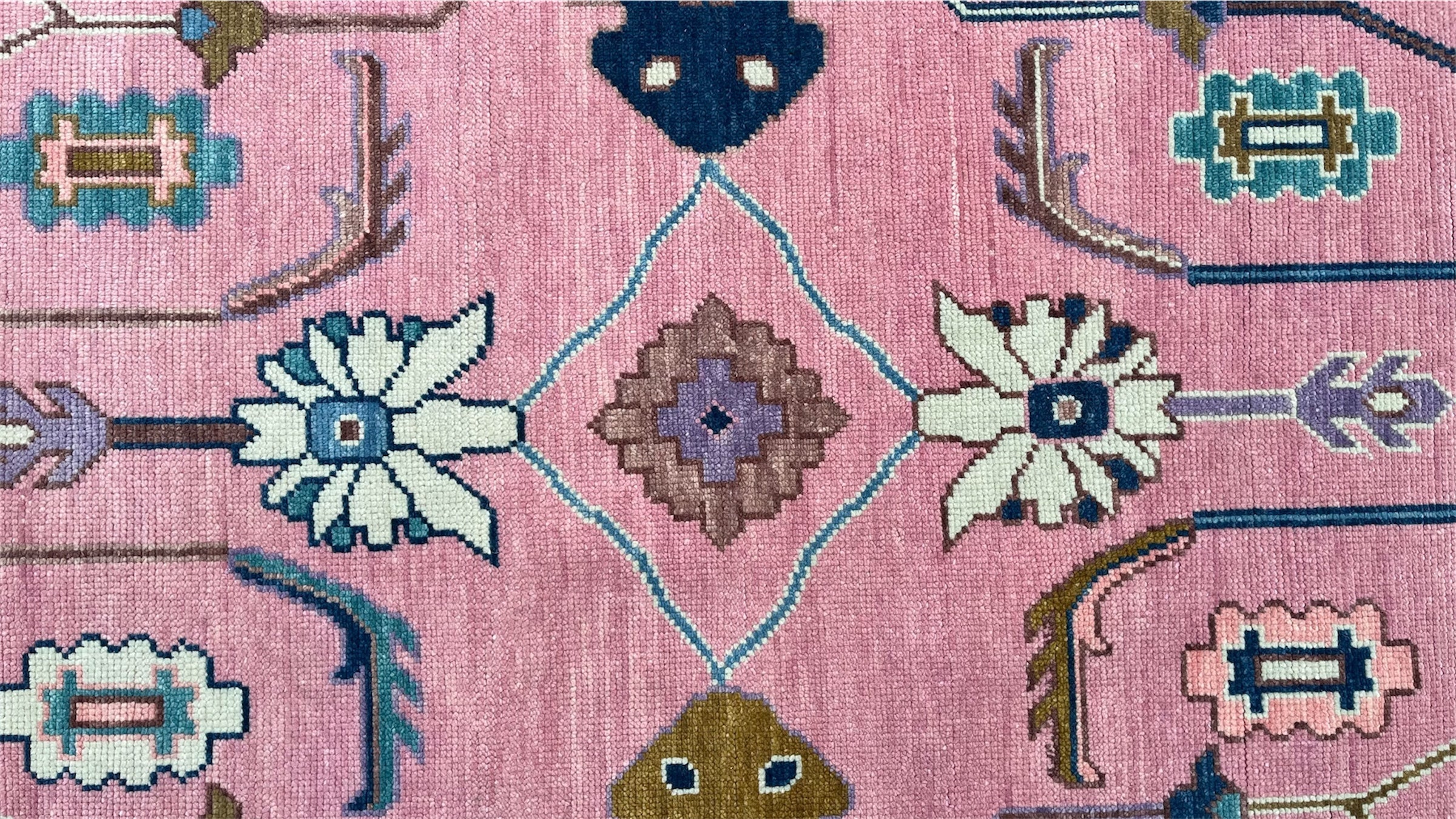 Rogo Traditional Oushak Hand Knotted Wool Rug Pink