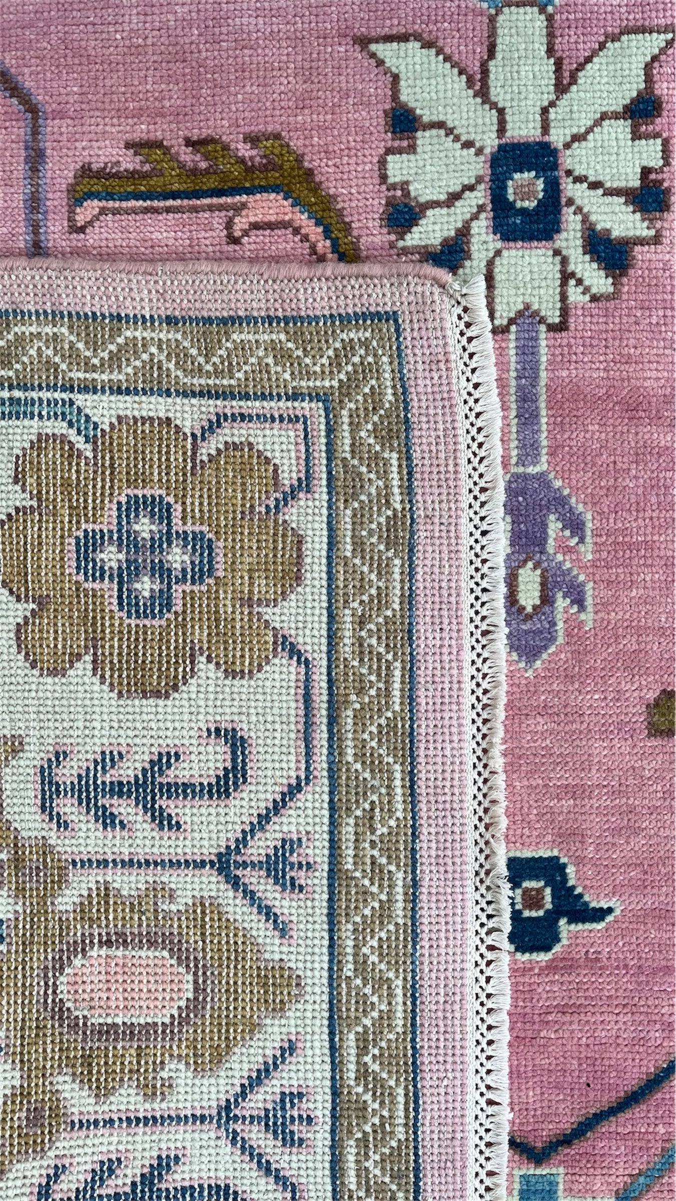 Rogo Traditional Oushak Hand Knotted Wool Rug Pink