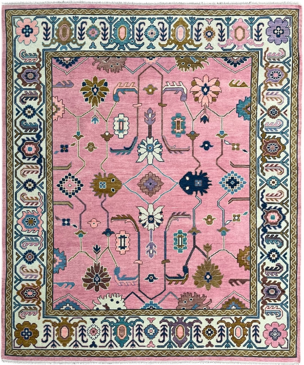 Rogo Traditional Oushak Hand Knotted Wool Rug Pink