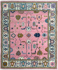 Rogo Traditional Oushak Hand Knotted Wool Rug Pink