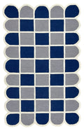 Selena Checkered Scalloped Hand Tufted Wool Rug Blue