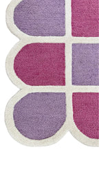 Selena Checkered Scalloped Hand Tufted Wool Rug Pink