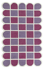 Selena Checkered Scalloped Hand Tufted Wool Rug Pink