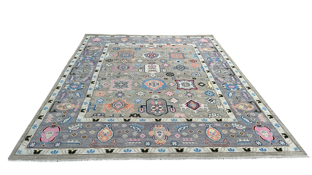 Sultan Traditional Hand Knotted Wool Rug Ash Grey